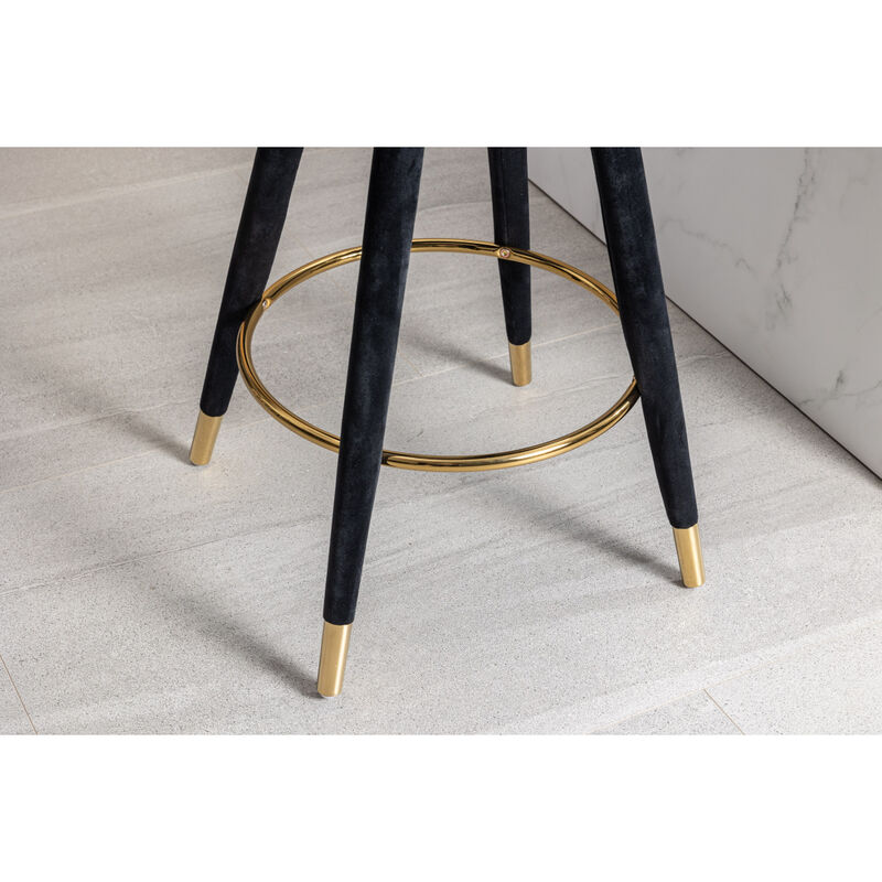 Set of 2 Solid Wood Counter Height Bar Stools