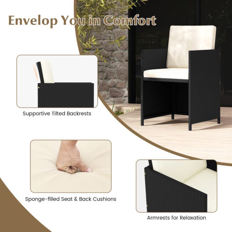 Hivvago 11 Piece Patio Dining Set Wicker Chairs and Tempered Glass Table with Waterproof Cushions