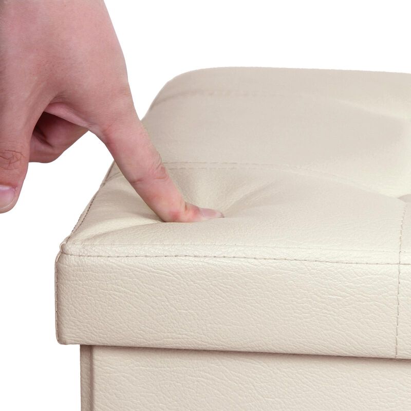 43" L Faux Leather Folding Storage Ottoman Bench, Storage Chest Footrest Padded Seat