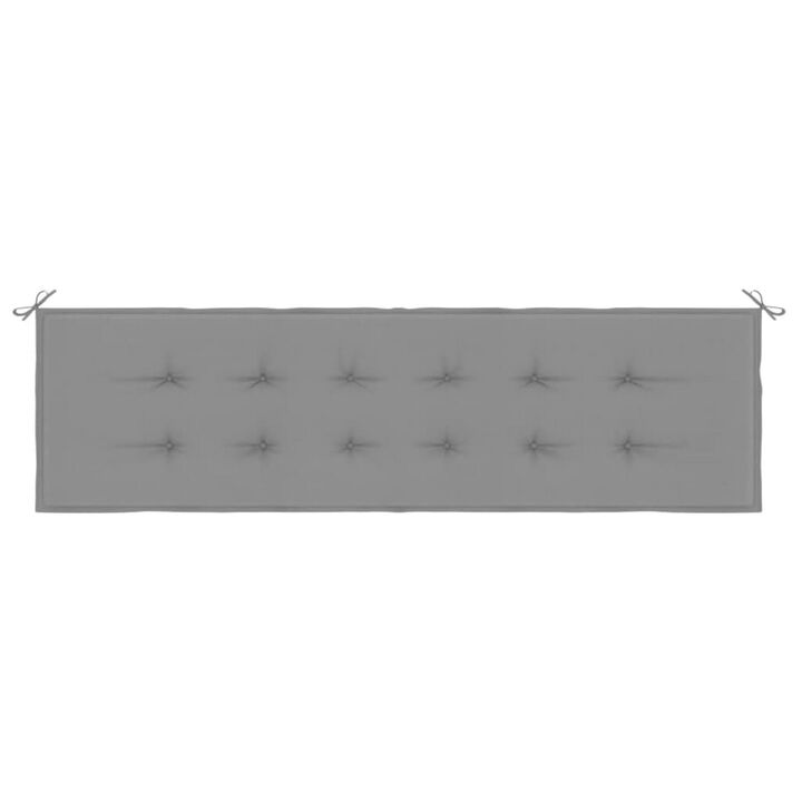 Claire Outdoor Cushion for Bench, Gray Fabric, Non Slip Ropes, 71 Inch - Benzara