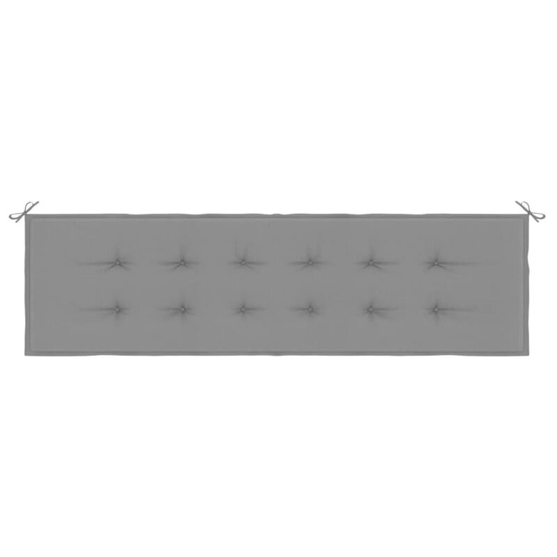 Claire Outdoor Cushion for Bench, Gray Fabric, Non Slip Ropes, 71 Inch - Benzara