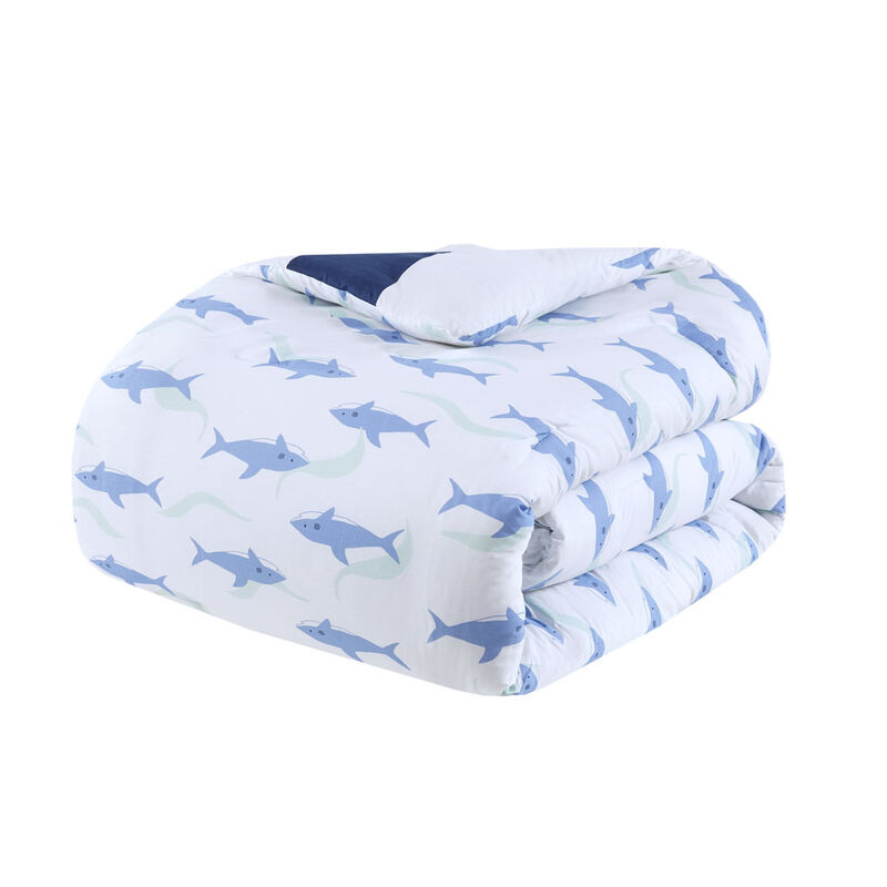 Gracie Mills Orson Cotton Cabana Stripe Reversible Comforter Set with Rainbow Print