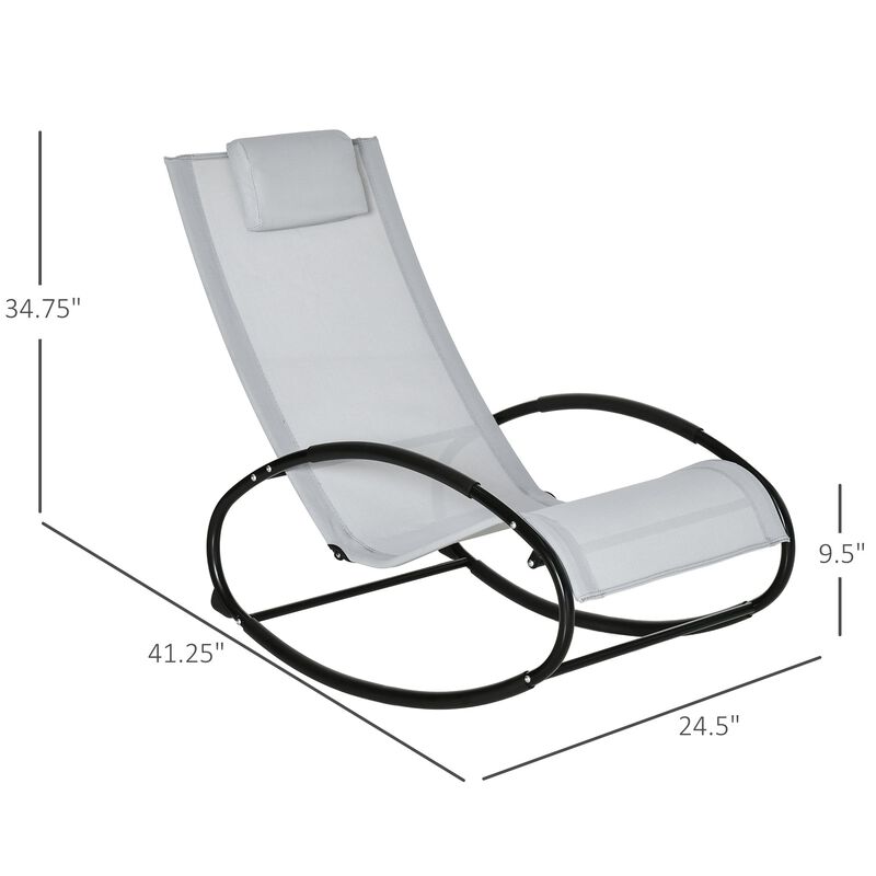 Grey Patio Comfort: Rocking Chaise Lounger with Headrest