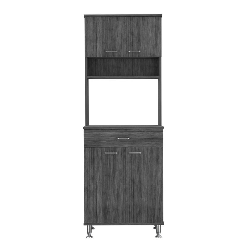 Della 60 Kitchen Pantry With Countertop, Closed & Open Storage - Smokey Oak