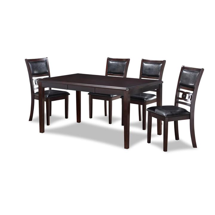 New Classic Furniture Gia 5-Piece 60 Wood Rectangular Dining Set with 4 Chairs in Ebony New Classic Furniture Gia 5-Piece 60 Wood Rectangular Dining Set with 4 Chairs in Ebony