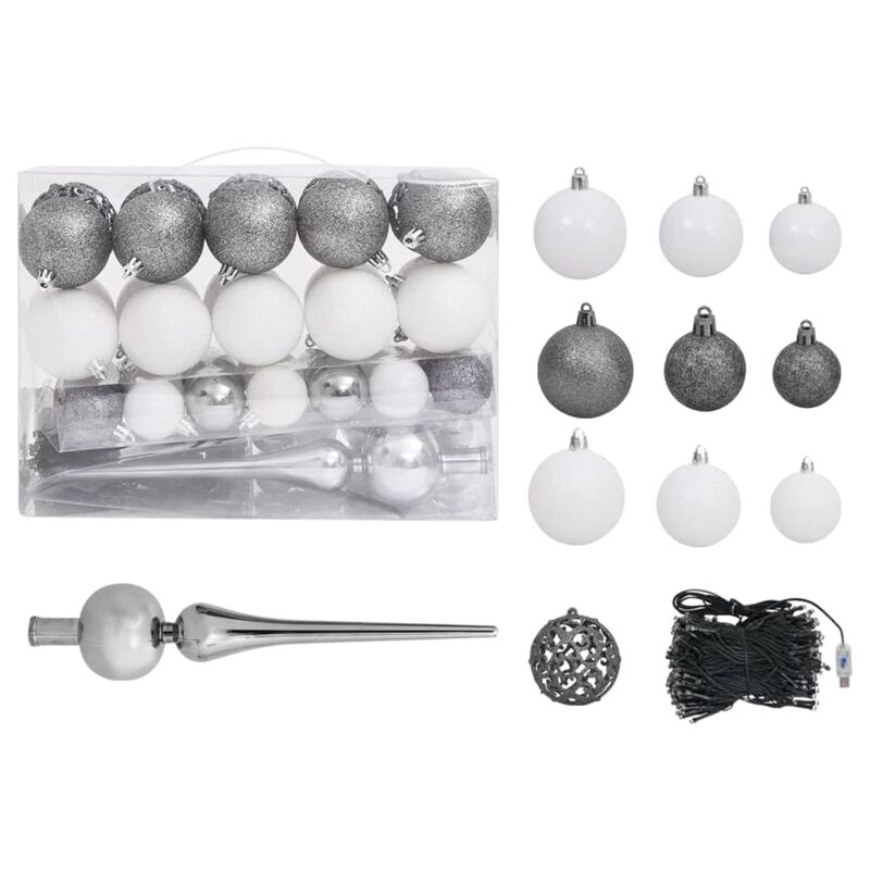 vidaXL Artificial Christmas Tree with LEDs&Ball Set&Pine Cones 70.9"