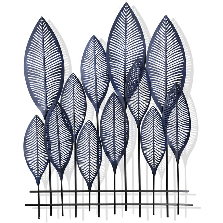 Blue Aesthetic Metal Leaves