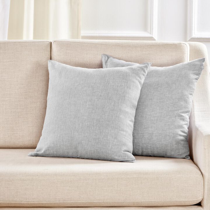 Solino Home Decorative Linen Pillow Cover 20 x 20 Inch - 100% European Flax Throw Pillow Case with Invisible Zipper | Montauk