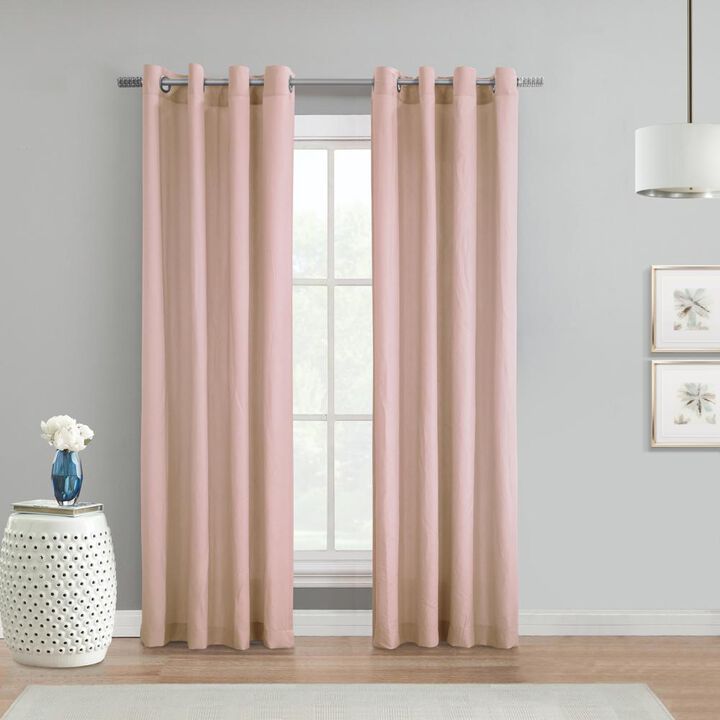 Habitat Harmony Light Filtering Crinkled Texture on Supple Drapeable Flowing Fabric Grommet Curtain Panel 52" x 63" Rose