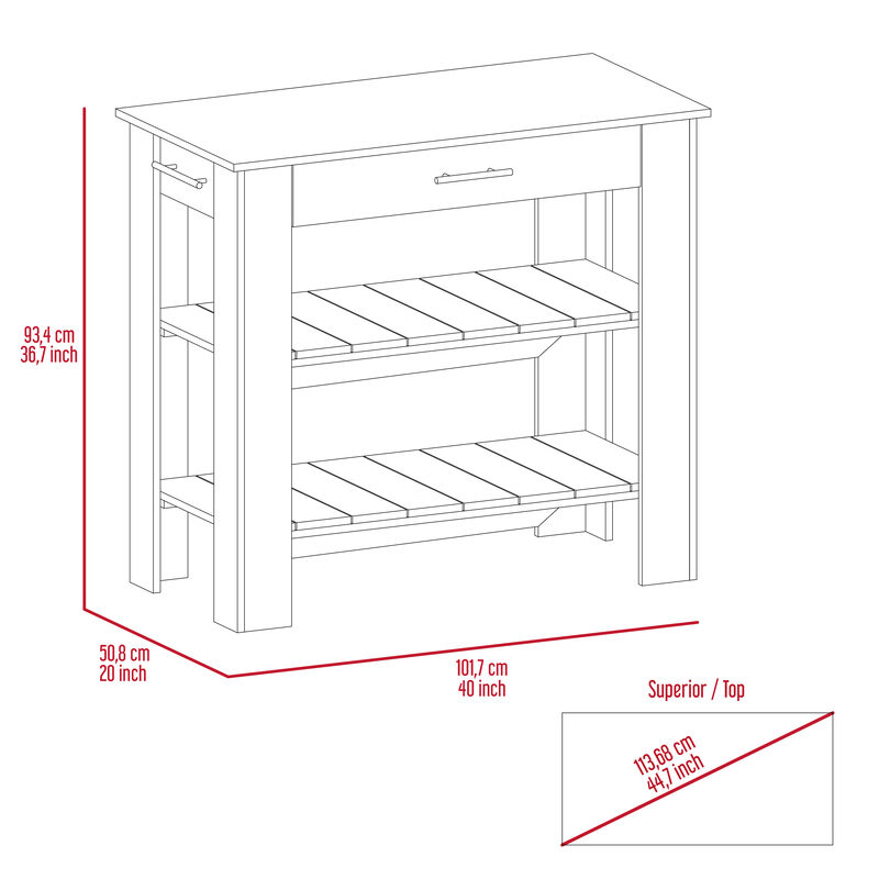 Streamdale Rockaway 1-Drawer 2-Shelf Kitchen Island Black Wengue And Light Oak