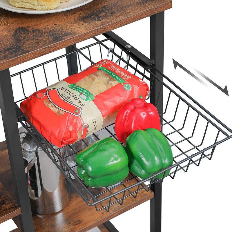 Baker’s Rack with Shelves, Kitchen Shelf with Wire Basket