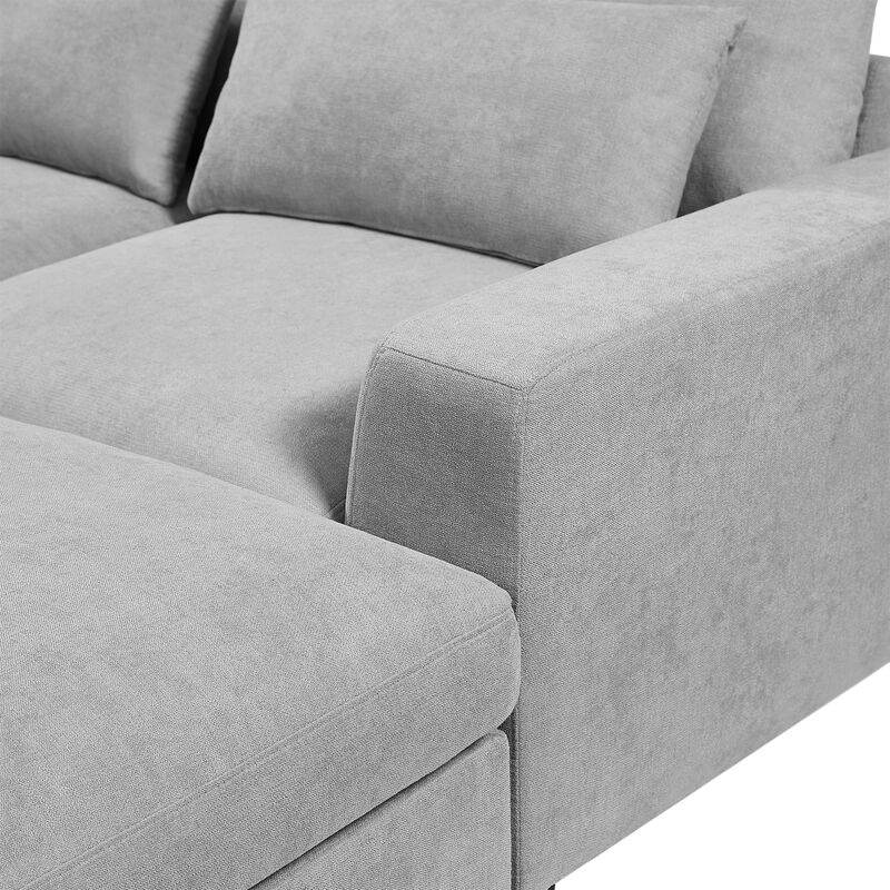 Feather Filled L-Shape Convertible Sectional Sofa