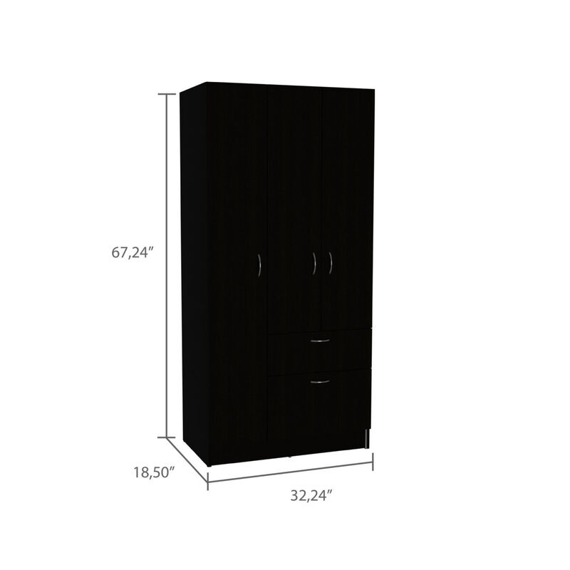 Meredith 1-Drawer Rectangle Armoire Black Wengue And White