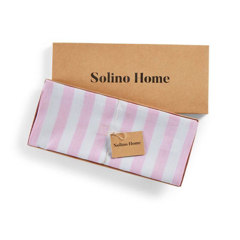 Solino Home 100% Pure Linen Table Runner 14 x 48 Inch | Sorrento Stripe