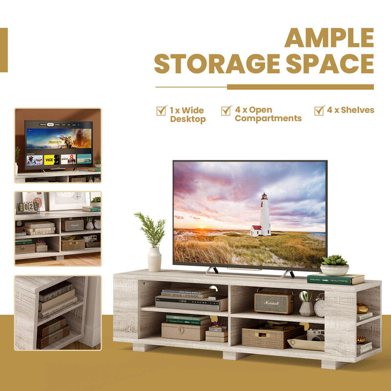 59 Inch Console Storage Entertainment Media Wood TV Stand