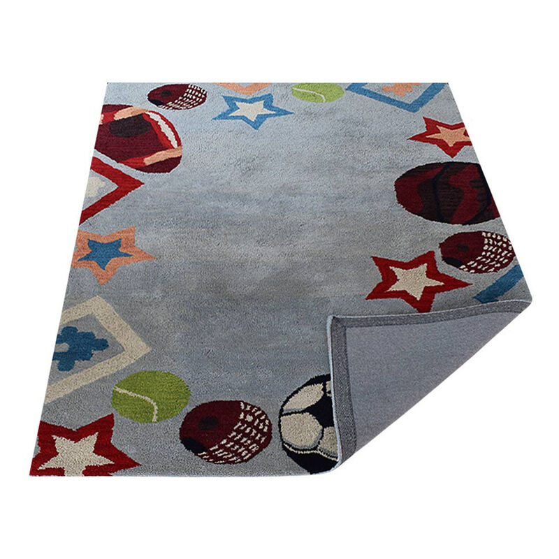 RUGSOTIC CARPETS HAND TUFTED WOOL ECO-FRIENDLY AREA RUGS  - 4'x6', Rectangle Shape, Light Blue, Kids Design, High Pile Thick Handmade Anti Skid Area Rugs for Living Room, Bed Room (K03010)