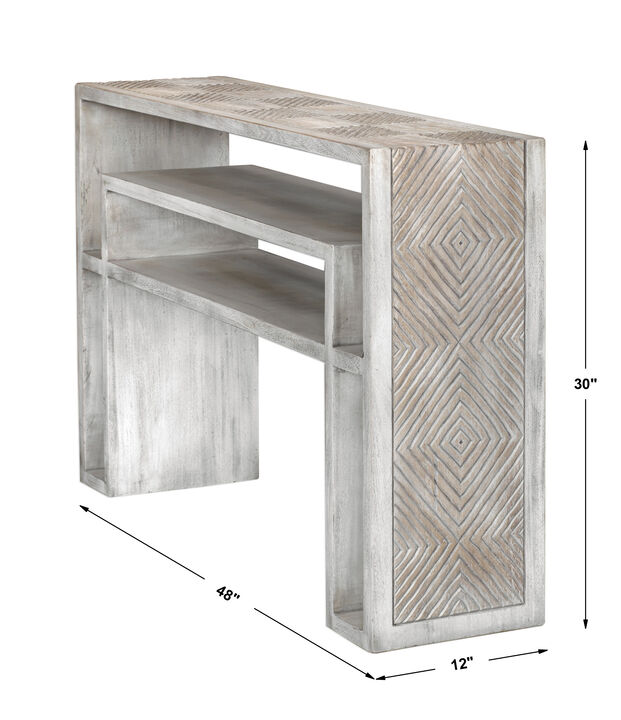 Genara Bone White Carved Console Table
