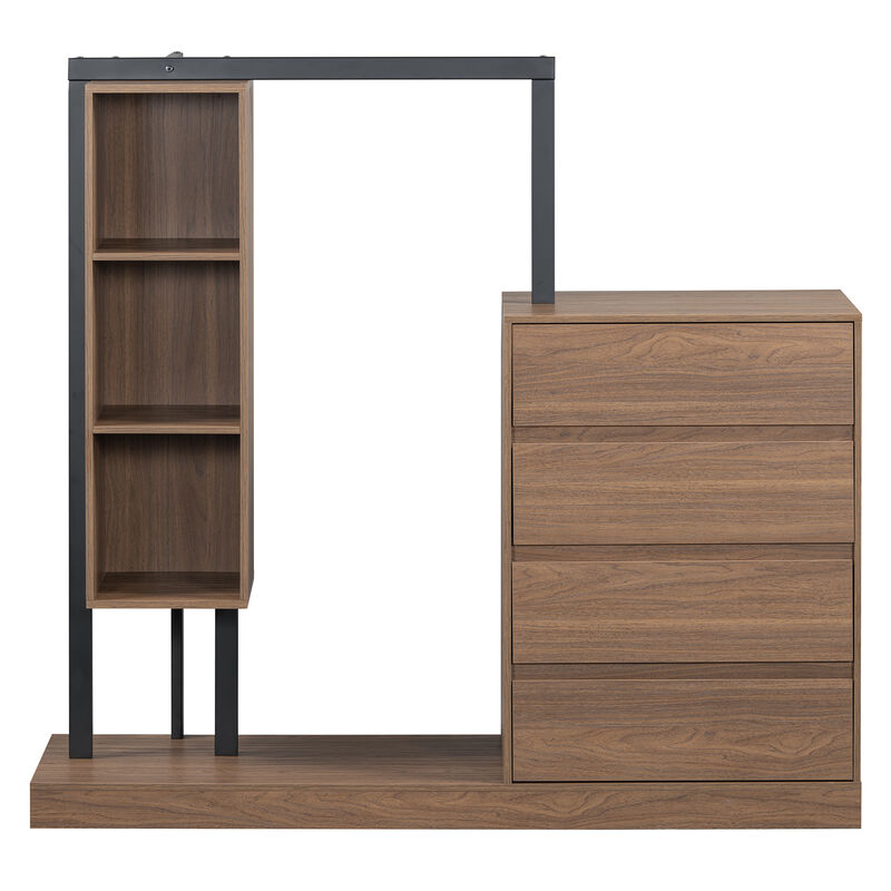 Merax Wardrobe with 4 Drawers and 3 Shelves
