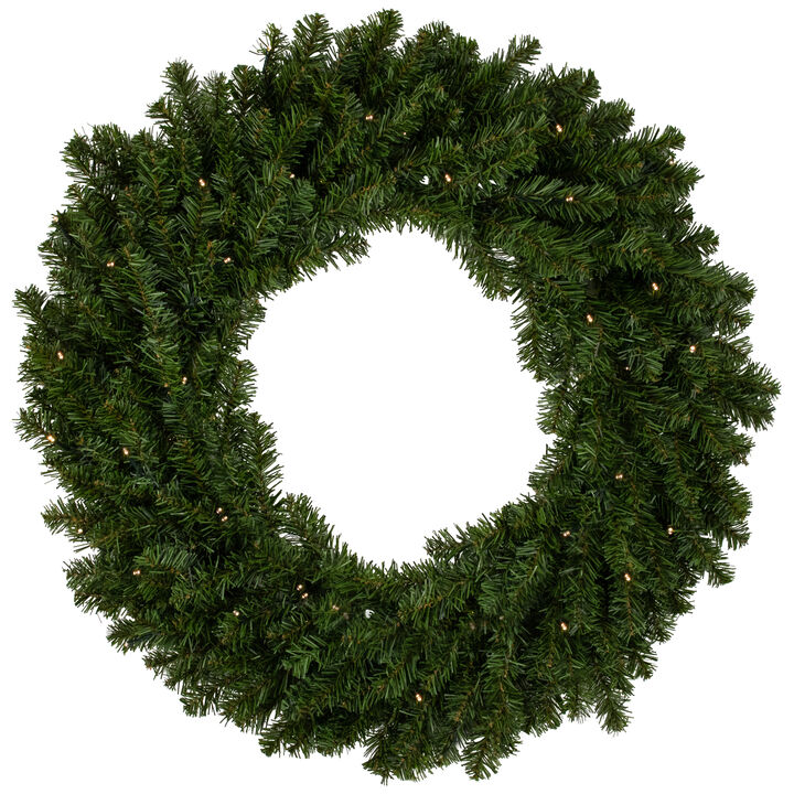 Pre-Lit Canadian Pine Artificial Christmas Wreath  30-Inch  Clear Lights