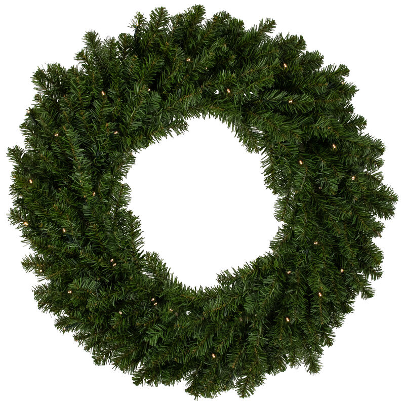 Pre-Lit Canadian Pine Artificial Christmas Wreath  30-Inch  Clear Lights
