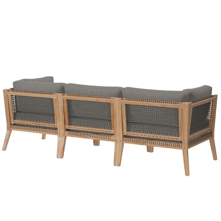 Modway - Clearwater Outdoor Patio Teak Wood Sofa