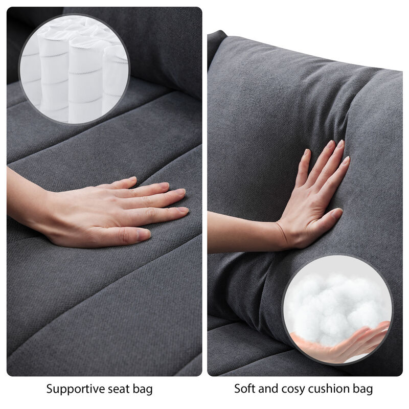 Merax 5-Seat Sofa Couch with Convertible Ottoman
