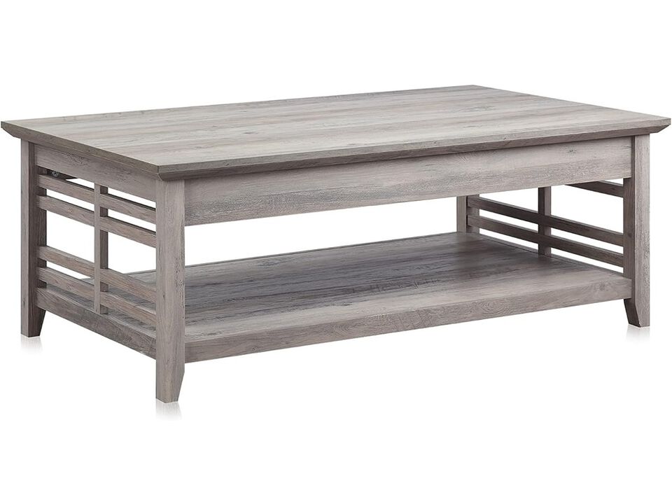 BELLEZE Modern Wood Coffee Table with Storage Shelf Two Tier