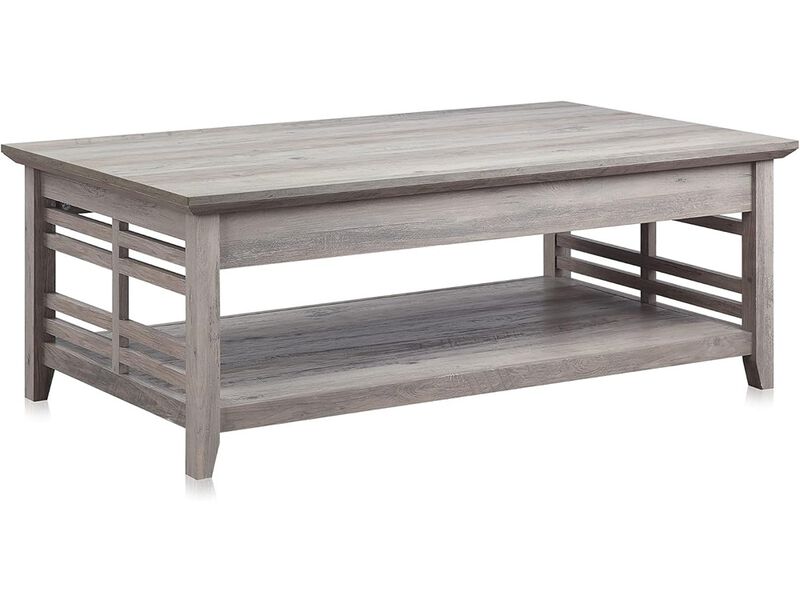 BELLEZE Modern Wood Coffee Table with Storage Shelf Two Tier