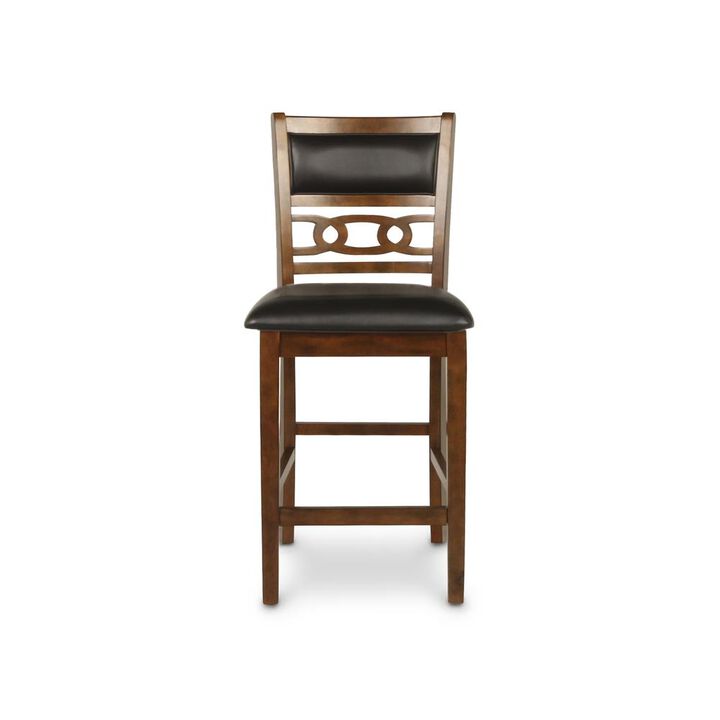 New Classic Furniture Furniture Gia Faux Leather Counter Chairs in Brown (Set of 2)