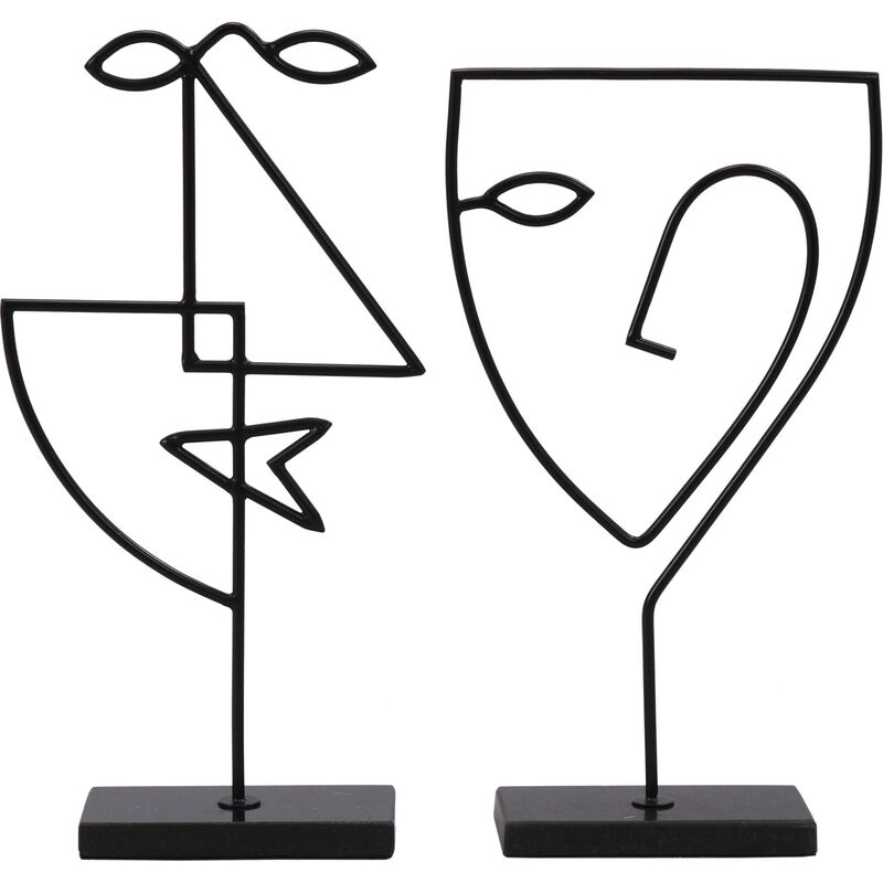 Set of 2 Black Twisted Statues with Base Stand 15.25"