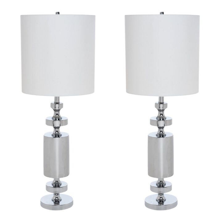 Lux Lighting Nicole 36 Chrome Metal Table lamp, (Set of 2)