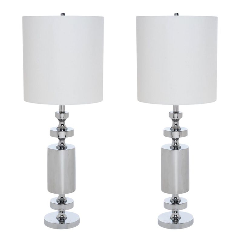 Lux Lighting Nicole 36 Chrome Metal Table lamp, (Set of 2)
