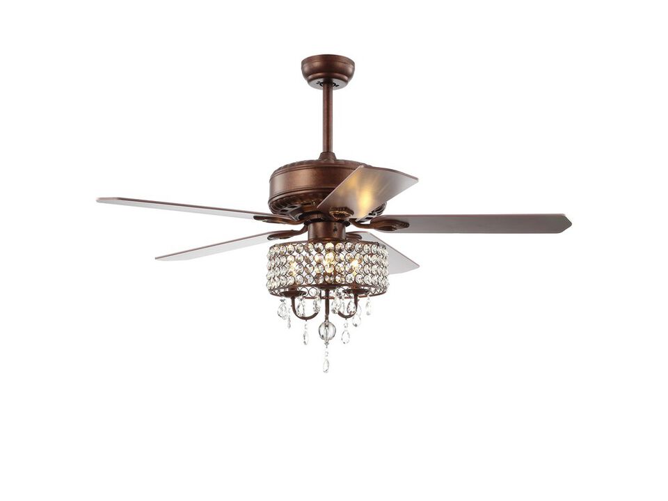 Becky 3-Light Crystal LED Chandelier Fan With Remote
