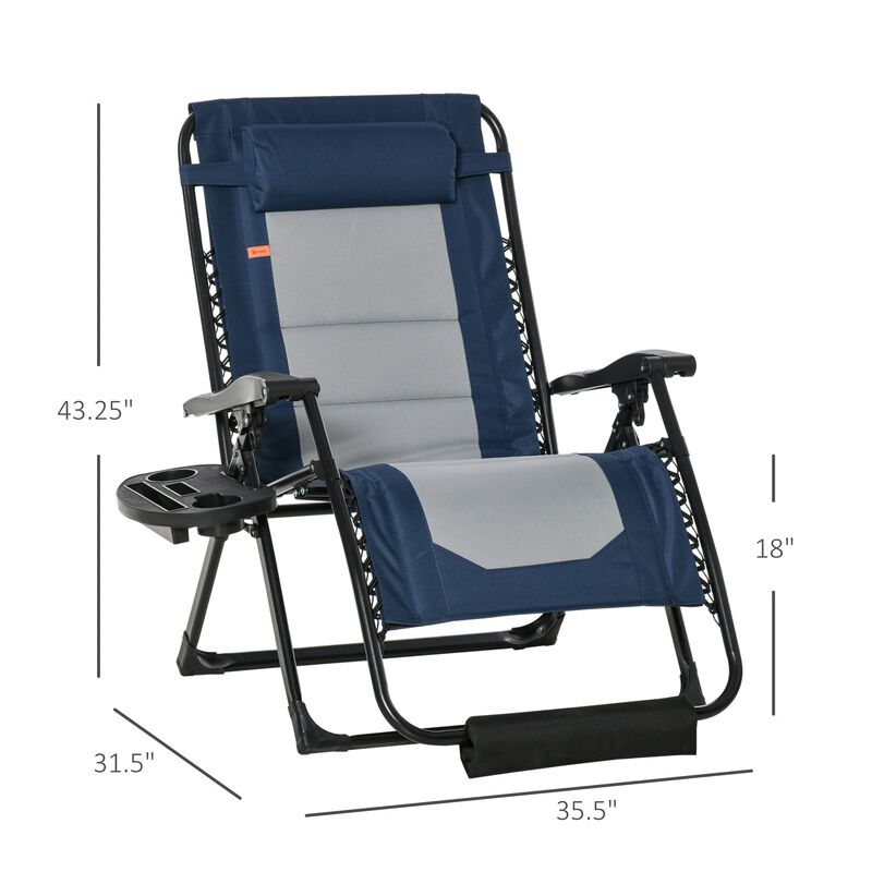 Blue Outdoor Relaxer: Zero Gravity Recliner with Cup Holder
