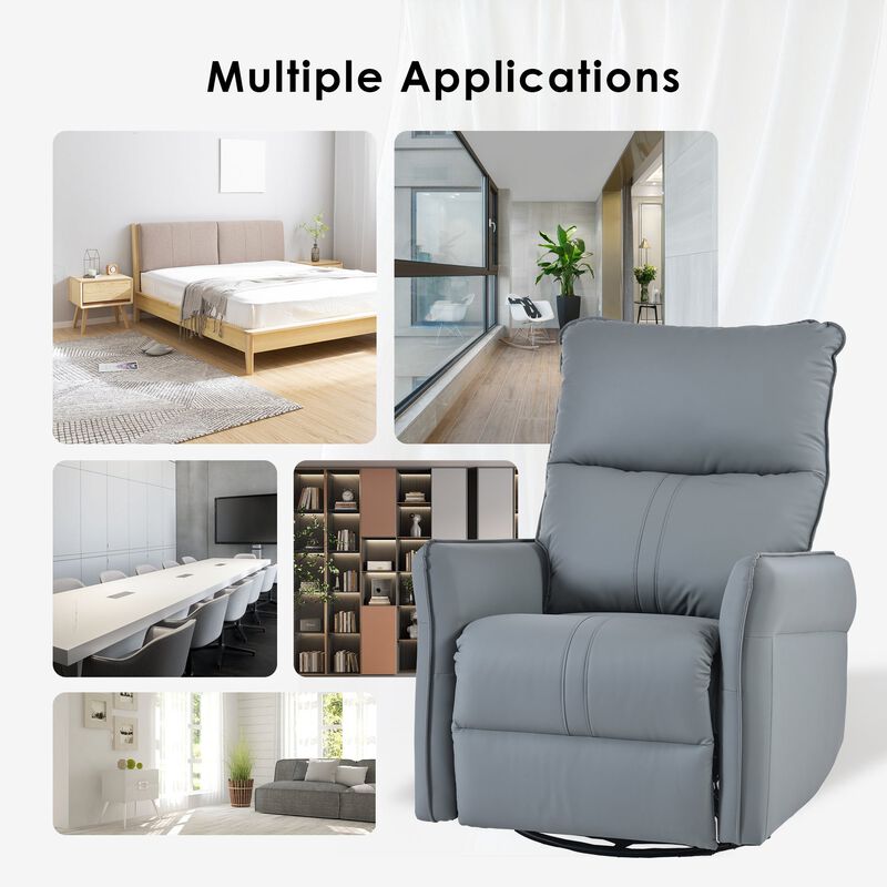 Mondawe 360 ° Swivel Nursery Rocking Swivel Recliner Chair, Glider Chair with Side Pocket