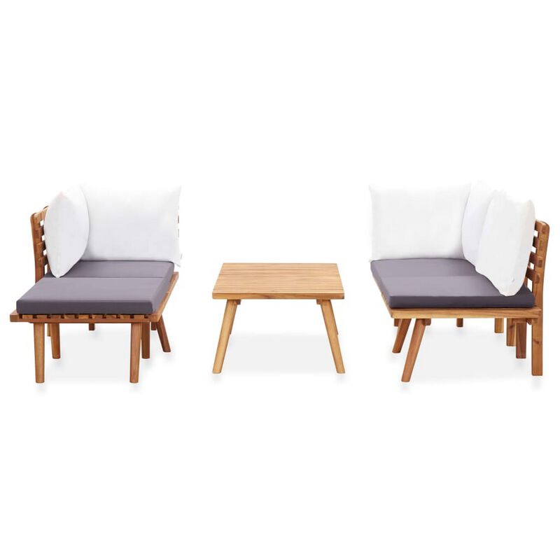 Roma 5pc Outdoor Modular Corner Sofa Set, Coffee Table, Footrest, Wood - Benzara