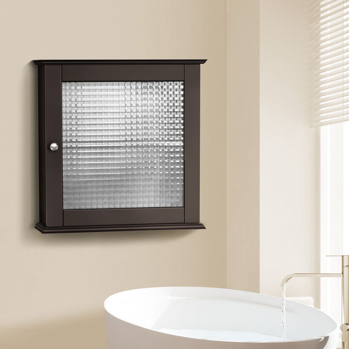 Teamson Home Chesterfield Removable Wooden Medicine Cabinet with Waffle Glass Door- Espresso