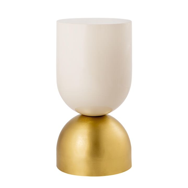 Pasargad Home Byzantine Calista Round Side Table, Gold/Ivory