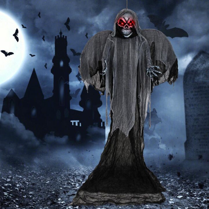 Hivvago 12.1 Ft Skeleton Ghost with Flickering Red Eyes and Scary Sounds