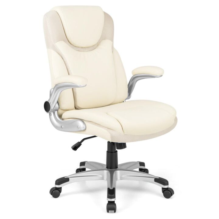 Hivvago Ergonomic Office PU Leather Executive Chair with Flip-up Armrests and Rocking Function