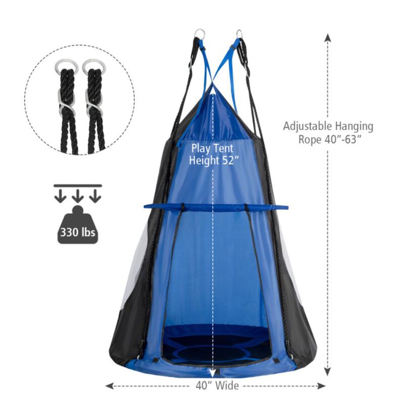 Hivvago 2-in-1 40 Inch Kids Hanging Chair Detachable Swing Tent