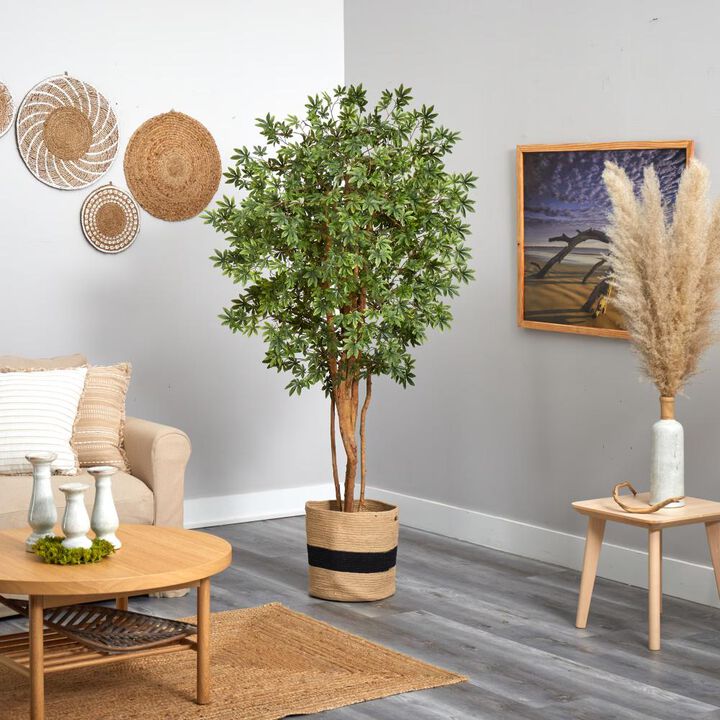 Hivvago 6 Feet Japanese Maple Artificial Tree in Handmade Natural Cotton Planter