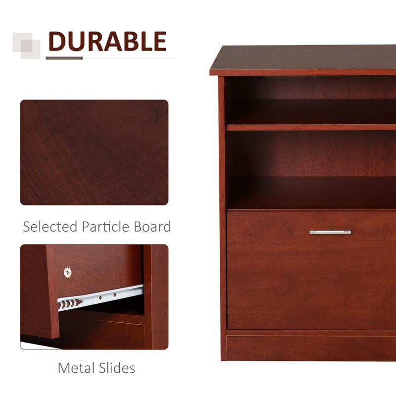 Black Corner Office: L-Shaped Desk with Printer Cabinet