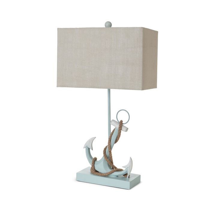 Lux Lighting Anchor 28 Distressed Blue Polyresin Coastal Table Lamp, (Set of 2)