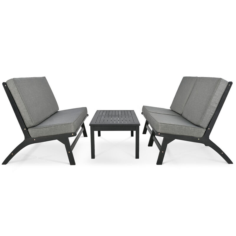 Acacia Wood Outdoor Sofa Set with V-Shaped Seats