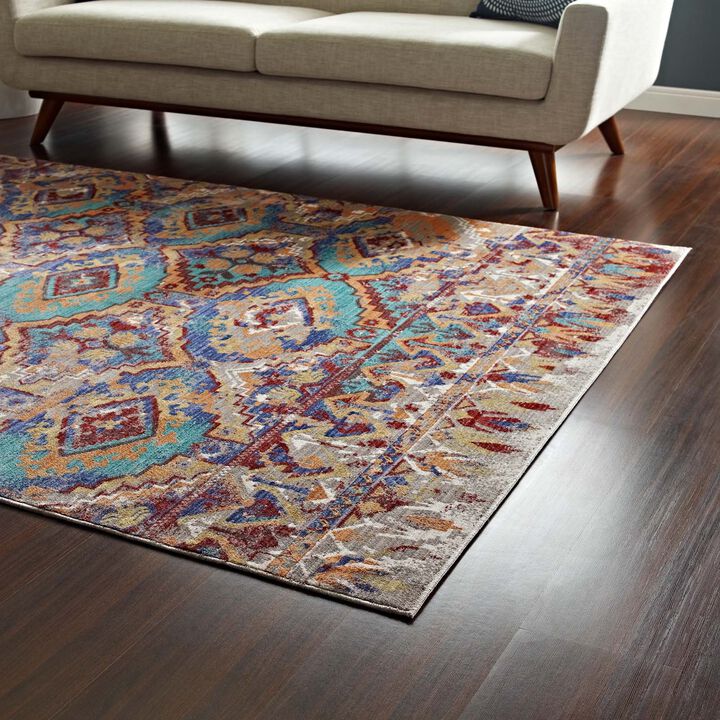 Centehua Distressed Southwestern Aztec 5x8 Area Rug - Multicolored