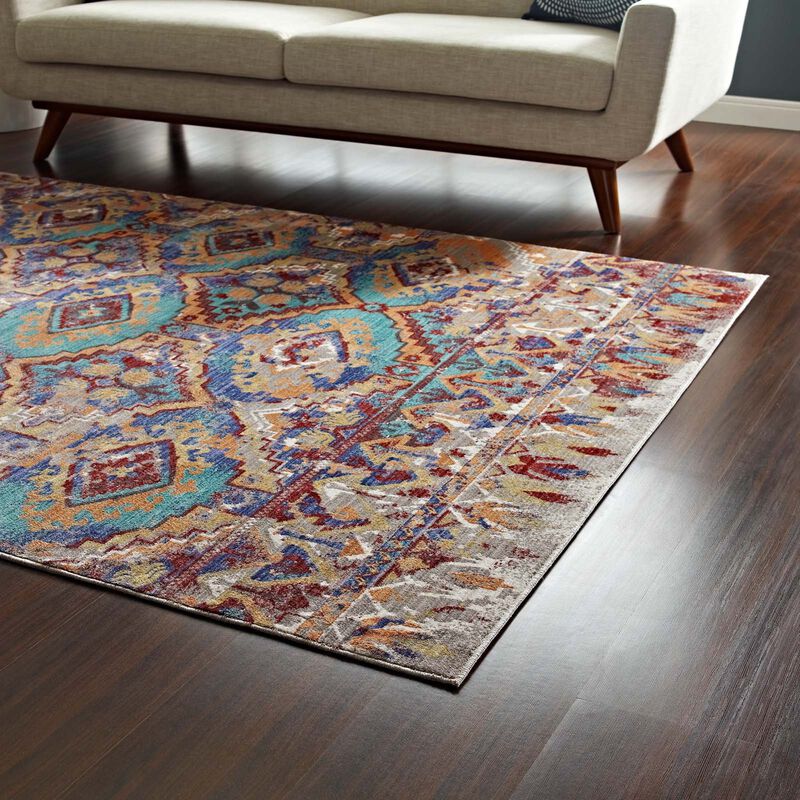 Centehua Distressed Southwestern Aztec 5x8 Area Rug - Multicolored
