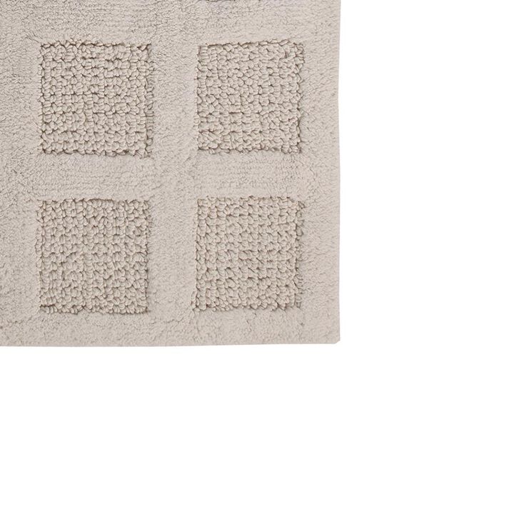 Knightsbridge Square Honeycomb 100% Cotton Reversible Bath Rug 17 X 24 Ivory