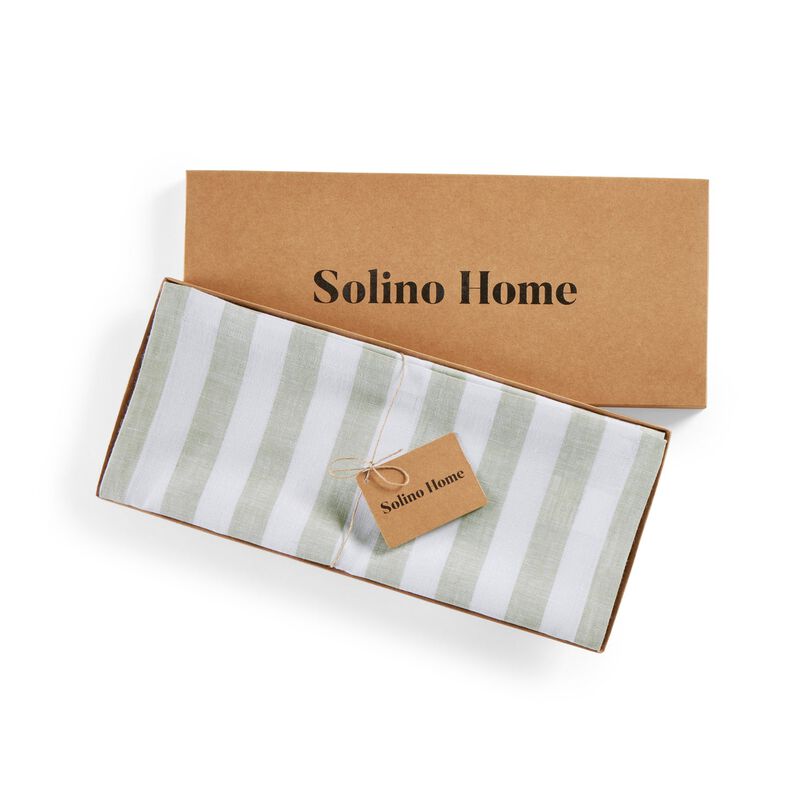 Solino Home 100% Pure Linen Table Runner | Sorrento Stripe