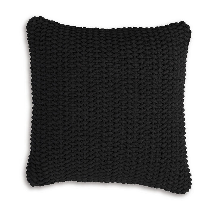 Rene Square Accent Throw Pillow, 20 Inch, Black Handwoven Design - Benzara